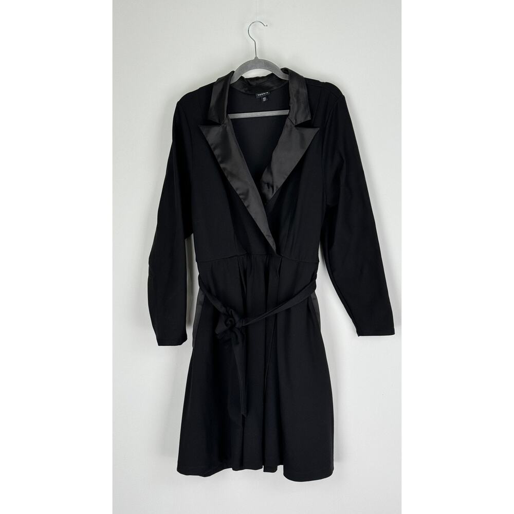Torrid Womens Mini Tuxedo Dress Plus Size 20 Black Long Sleeve Short Tie Belt - Picture 5 of 13